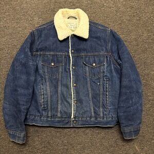 Vintage Silver Spur Western Wear Sherpa Lined Denim Trucker Jacket Mens Large